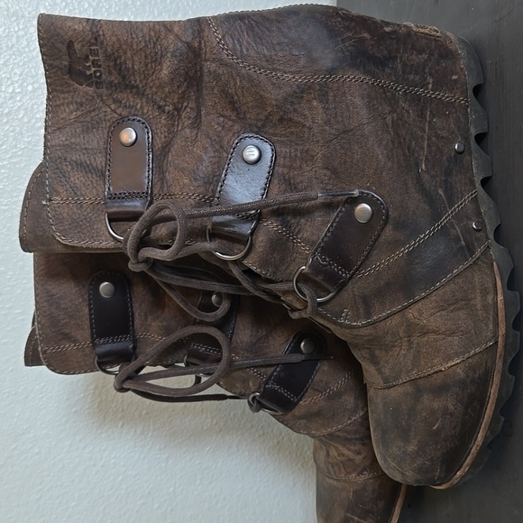 Sorel Joan of Arctic Waterproof Lace Up Oil Leather Wedge Size 9 - Picture 4 of 11